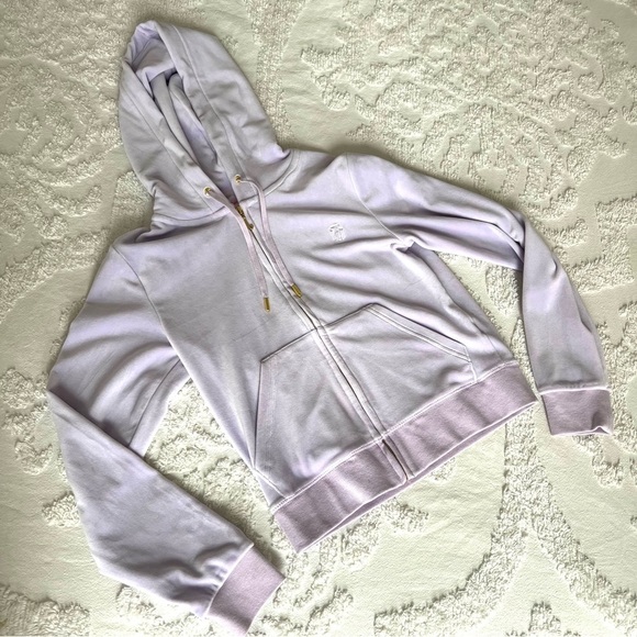 Juicy Couture Classic Velour Zip Hoodie in Lilac - Picture 2 of 8